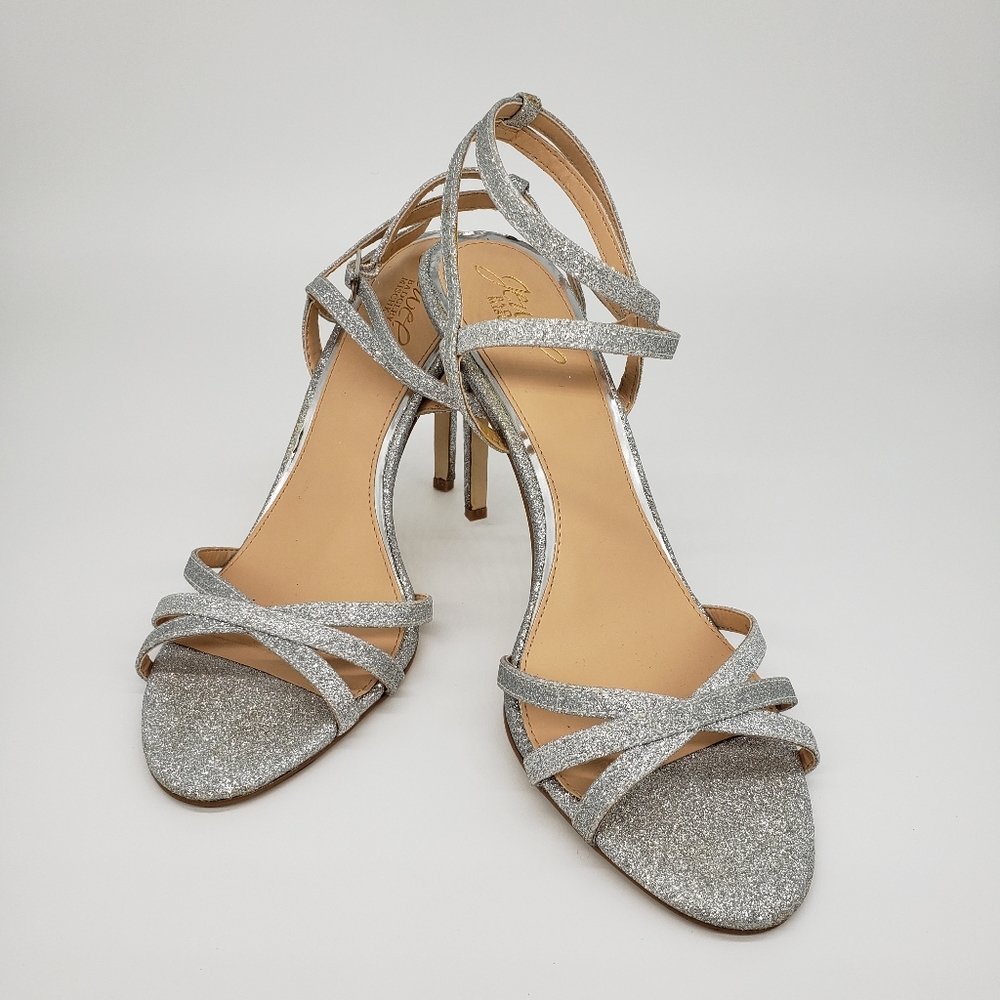 Badgley Mischka Jewel Silver Glitter Heels - Picture 2 of 6